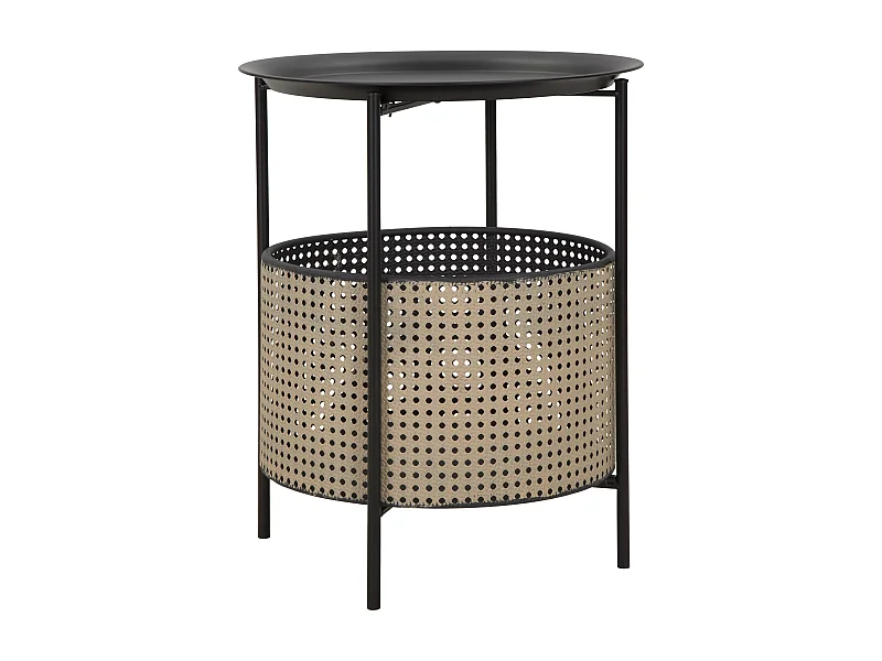 Zwarte en beige metalen salontafel Ø 40x50 cm