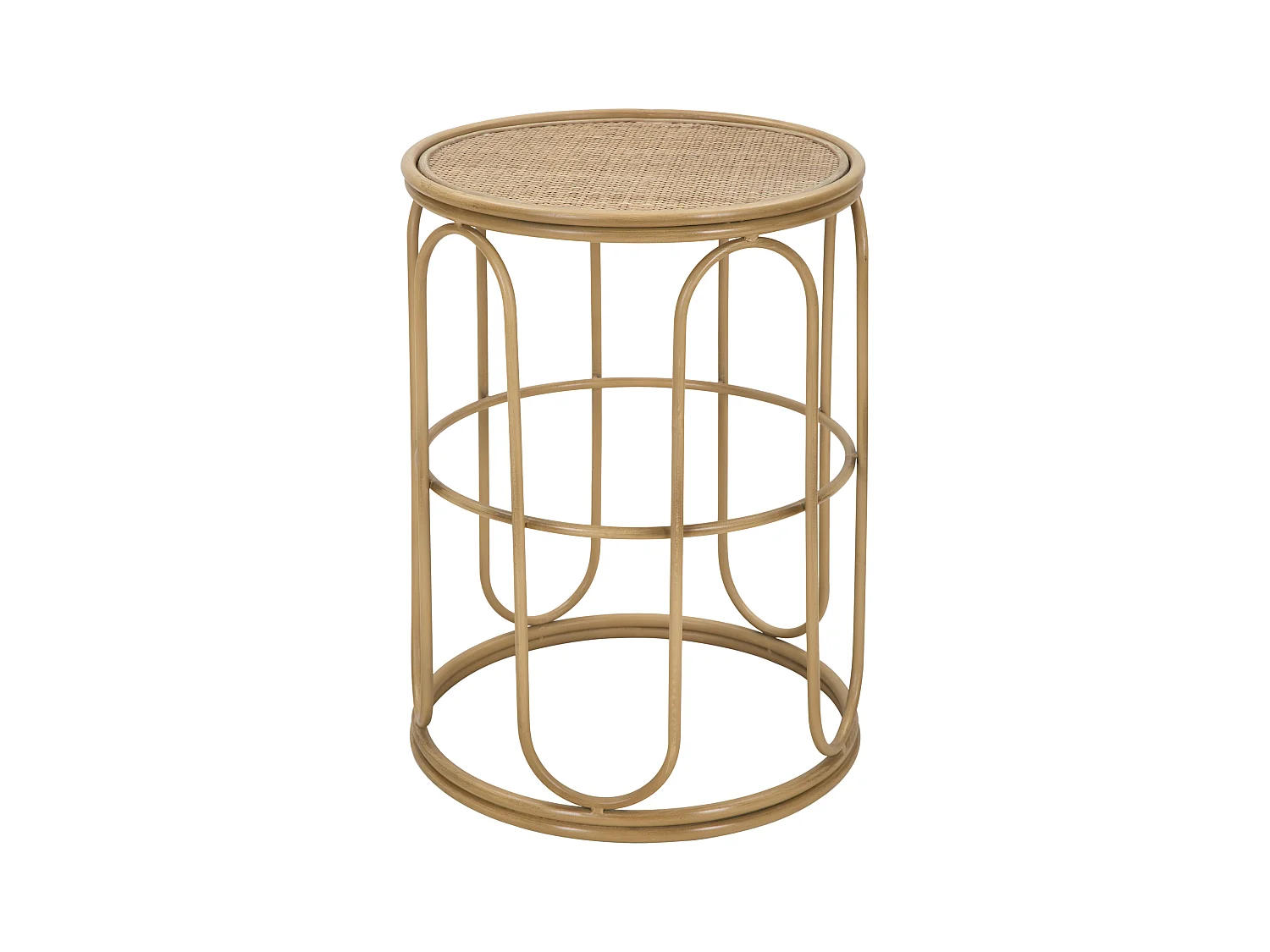Table basse ronde en fer et bois marron Ø 40x55 cm