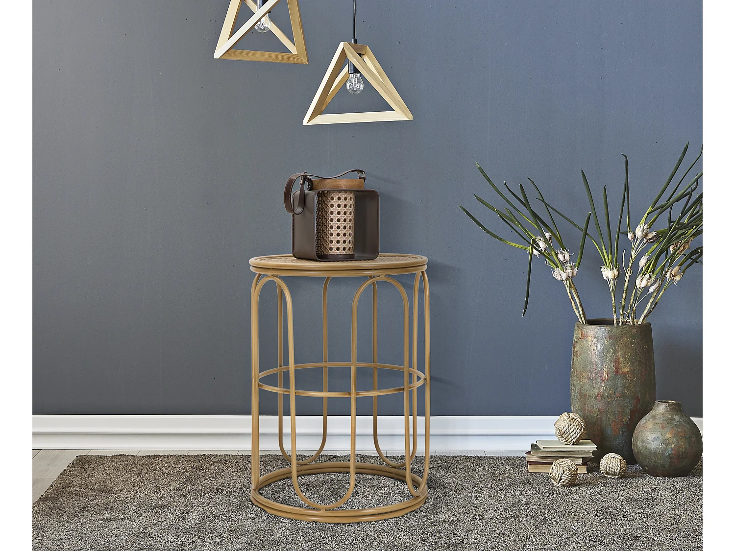 Table d'Appoint Design en Rotin "Samui" 55cm Naturel