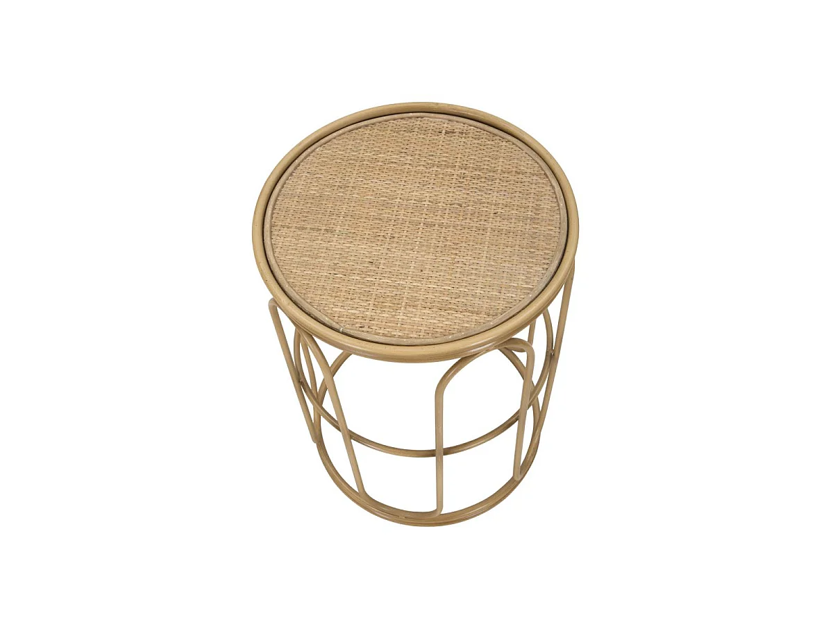Stolik pomocniczy Samui, kolor naturalny, żelazo i rattan, 40 x 40 x 55 cm, Mauro Ferretti
