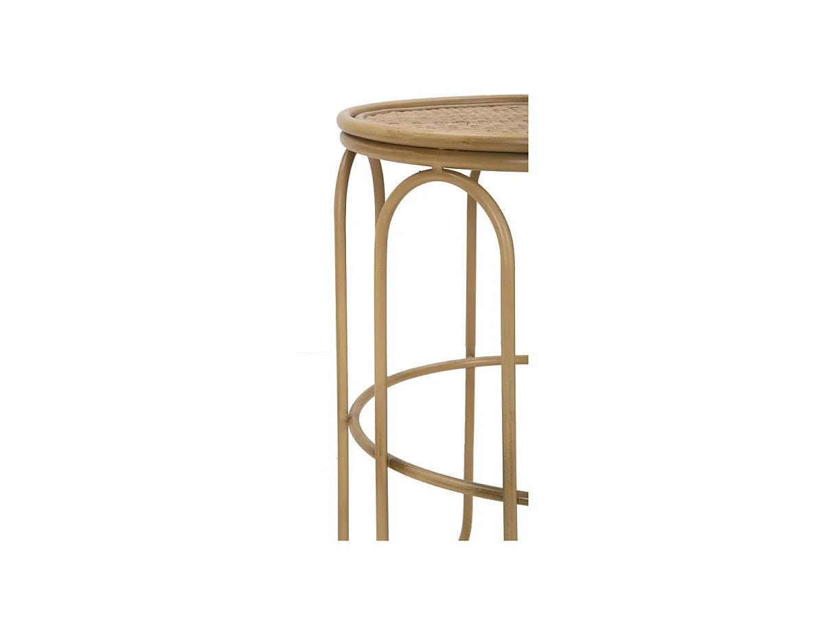 Stolik pomocniczy Samui, kolor naturalny, żelazo i rattan, 40 x 40 x 55 cm, Mauro Ferretti