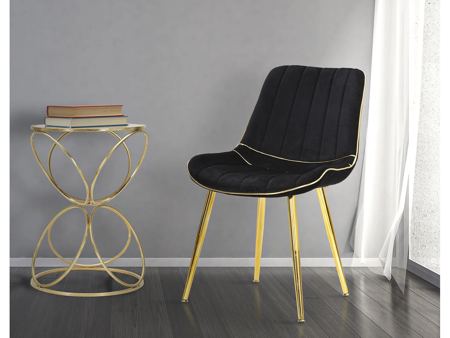 Tavolinetto rotondo in metallo dorato con piano a specchio Ø cm 38x53