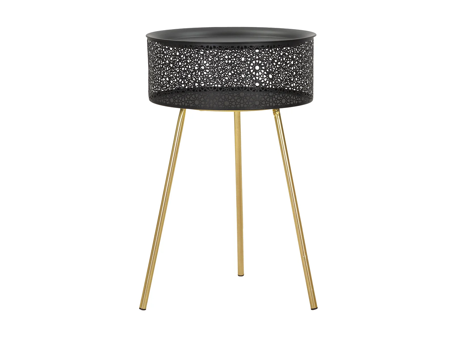 Table d'Appoint Avec Rangement "Blacky" 65cm Noir & Or