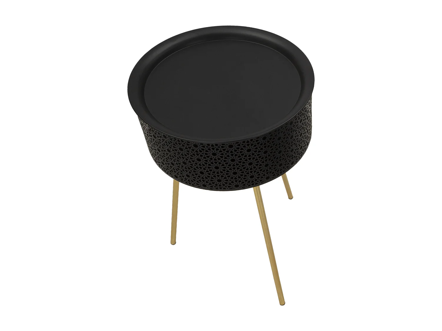 Table d'Appoint Avec Rangement "Blacky" 65cm Noir & Or