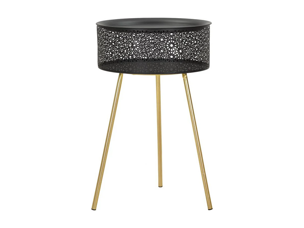 Table d'Appoint Avec Rangement "Blacky" 65cm Noir & Or
