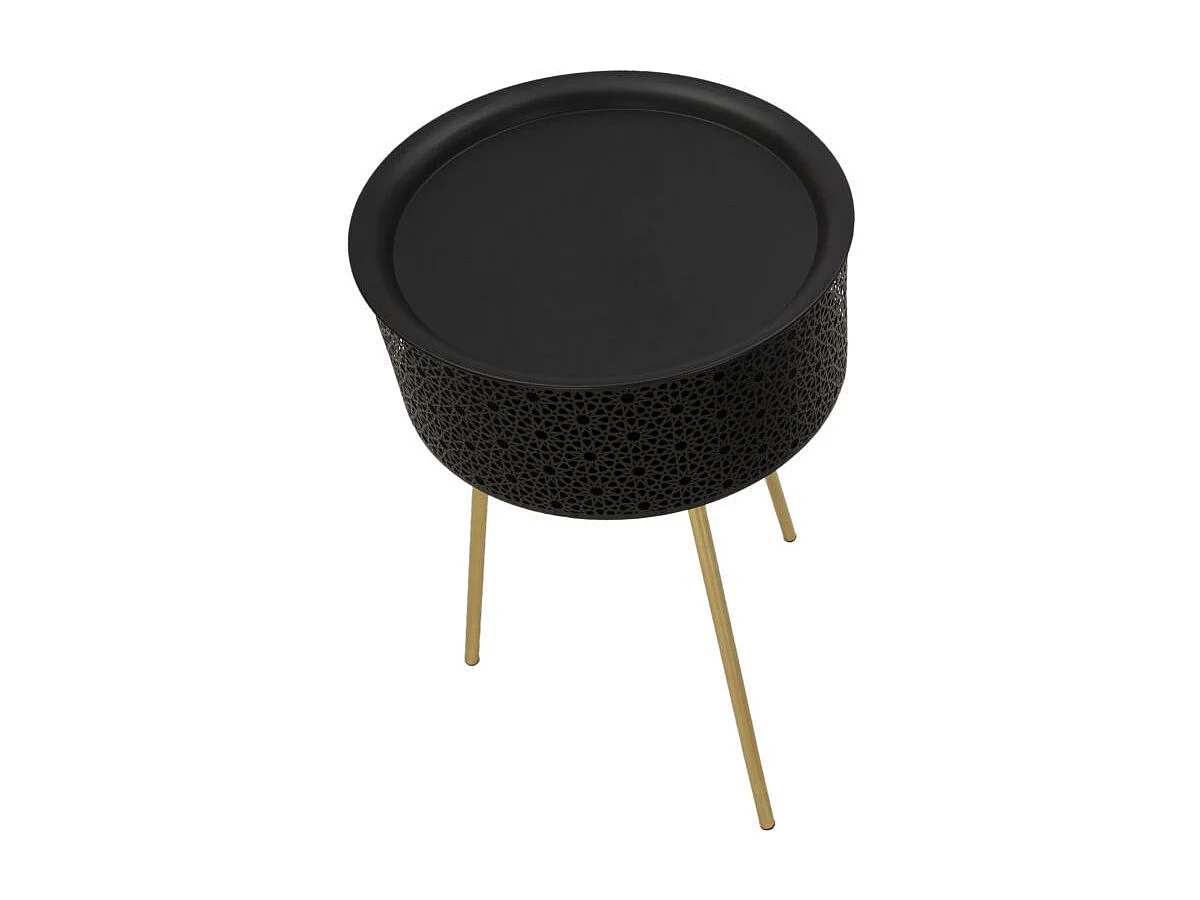 Table d'Appoint Avec Rangement "Blacky" 65cm Noir & Or