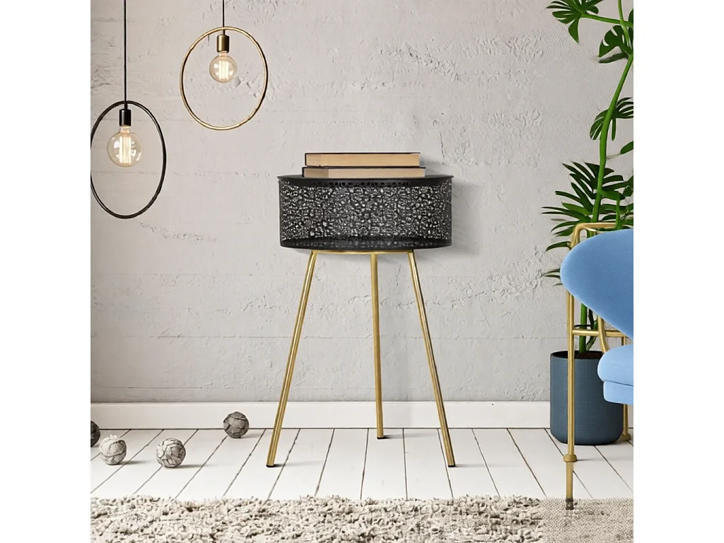 Beistelltisch aus Metall schwarz und goldfarben Ø 40x65 cm