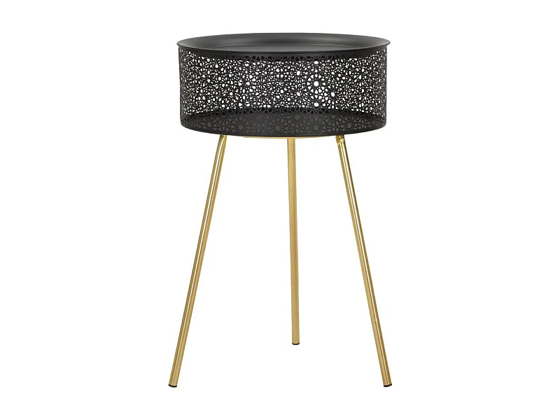 Table d'Appoint Avec Rangement "Blacky" 65cm Noir & Or
