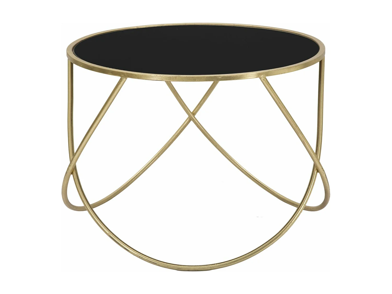 Table Basse Design "Ring" 60cm Noir & Or