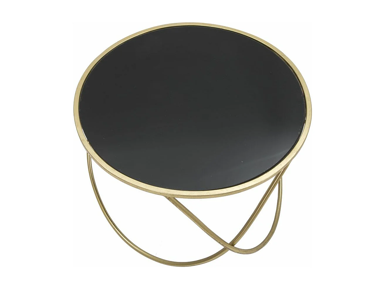 Table Basse Design "Ring" 60cm Noir & Or