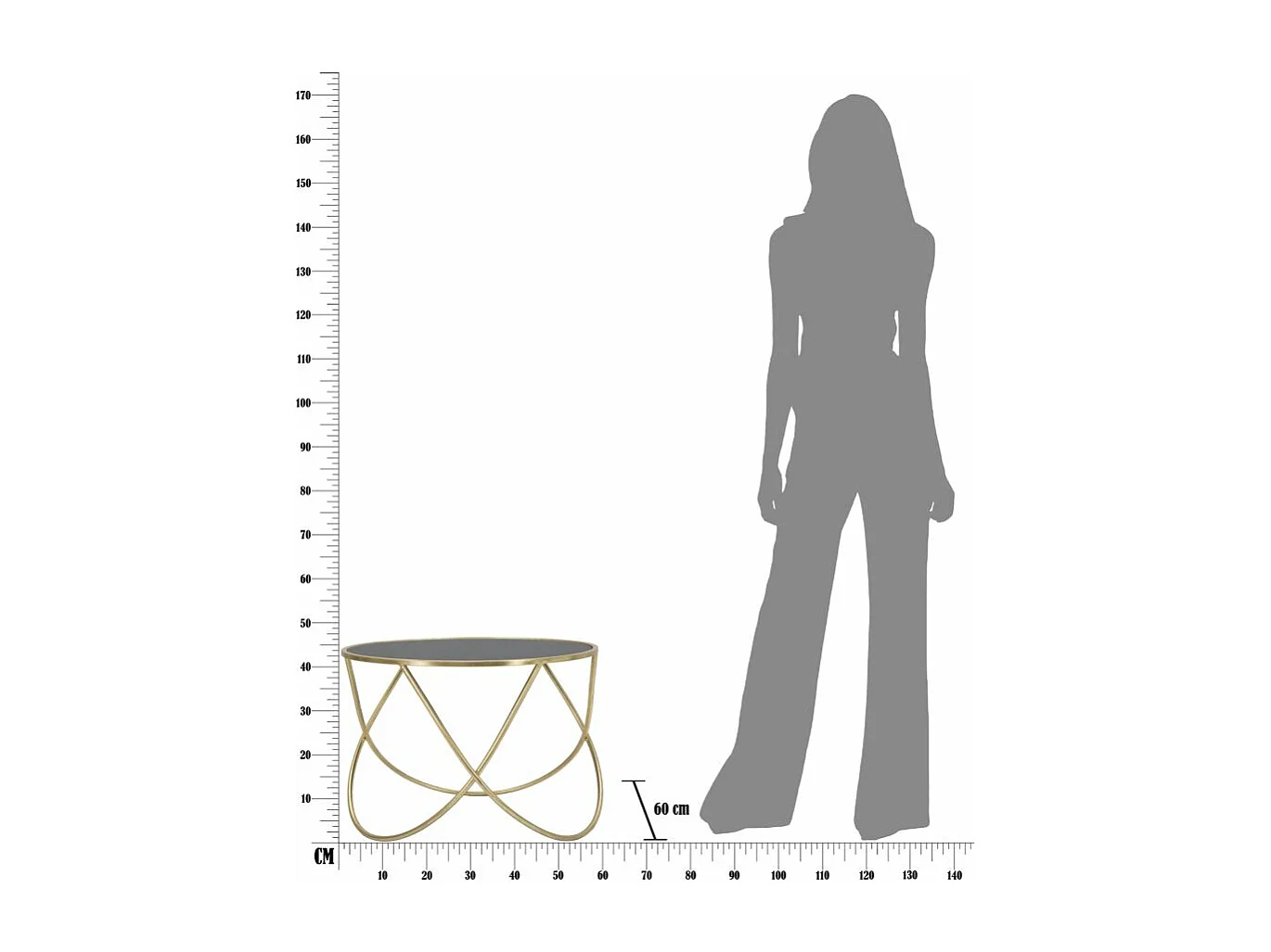 Table Basse Design "Ring" 60cm Noir & Or