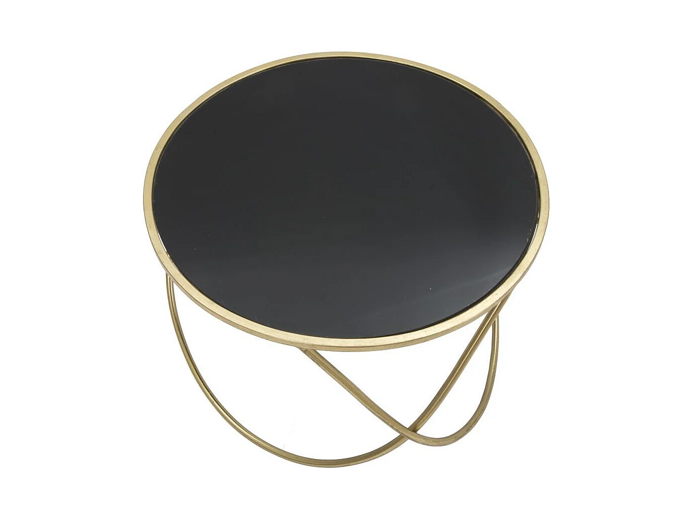 Table Basse Design "Ring" 60cm Noir & Or