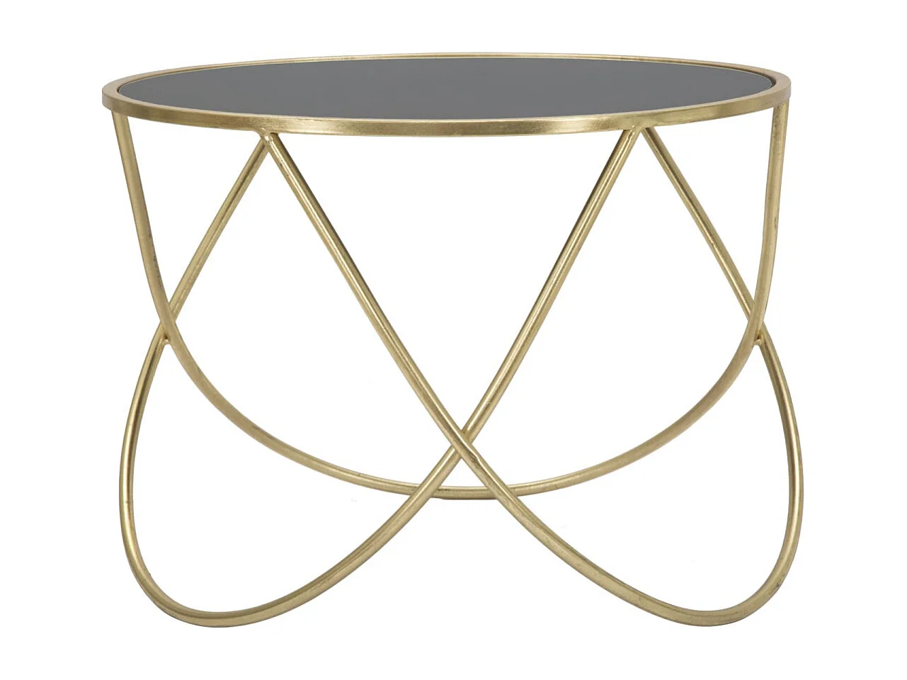 Table Basse Design "Ring" 60cm Noir & Or