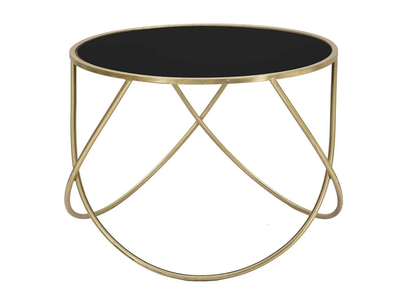 Table Basse Design "Ring" 60cm Noir & Or