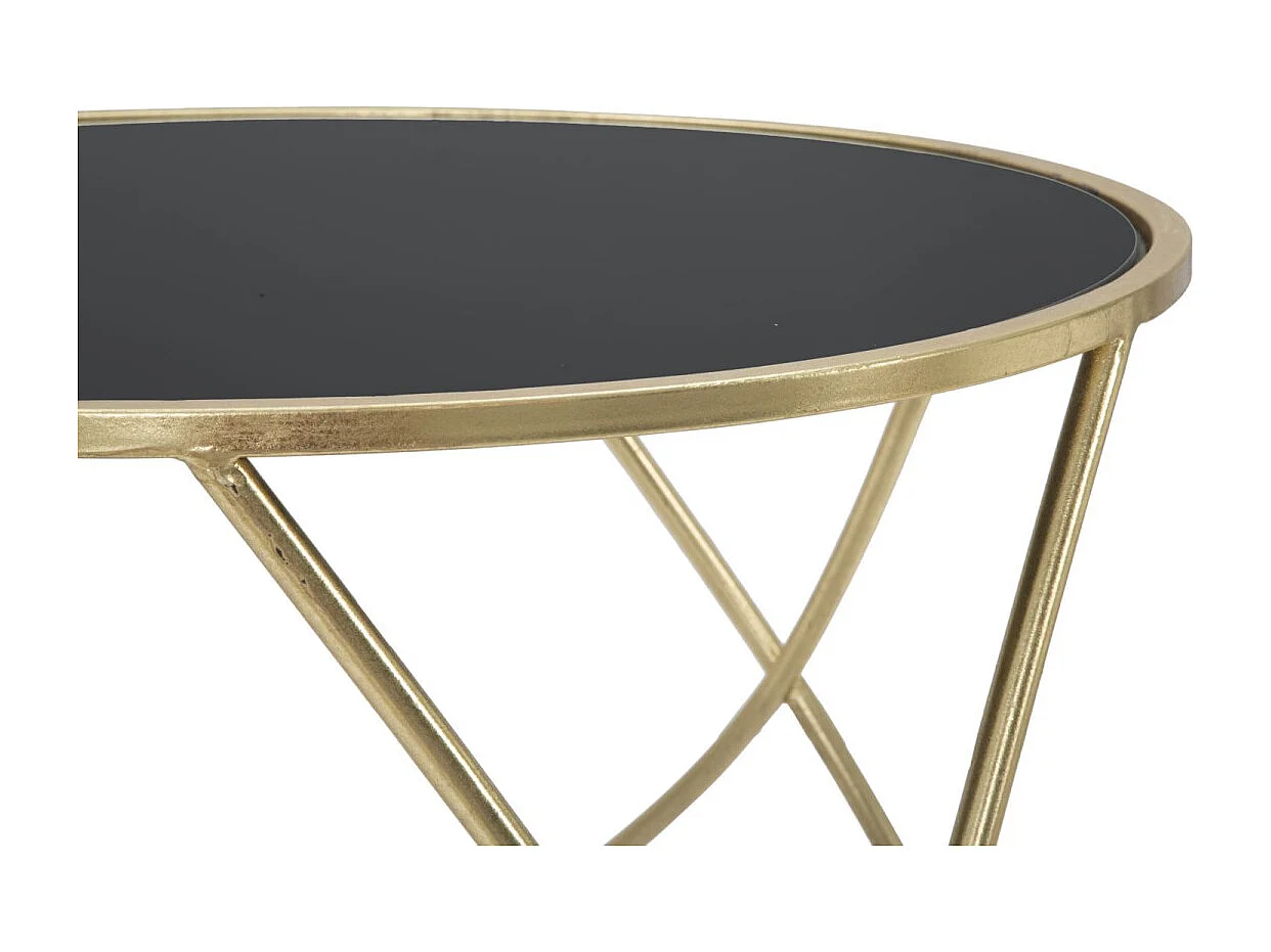 Table Basse Design "Ring" 60cm Noir & Or