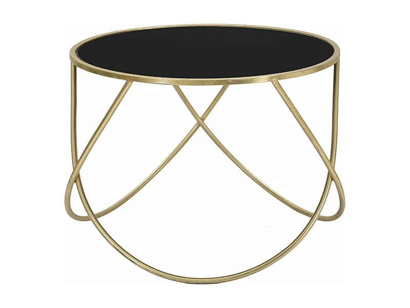 Table Basse Design "Ring" 60cm Noir & Or