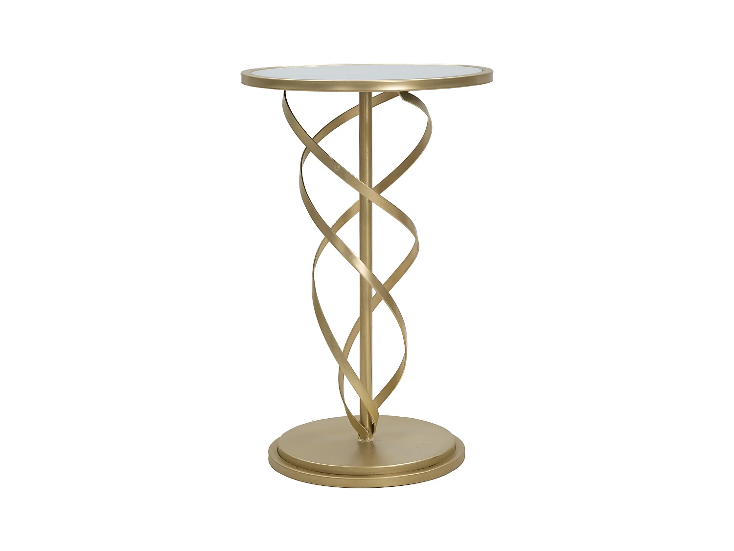 Table d'appoint spirale glamour - Métal Doré et Marbre, Ø 38 cm x 61,5 cm, Design Géométrique, Multicolore