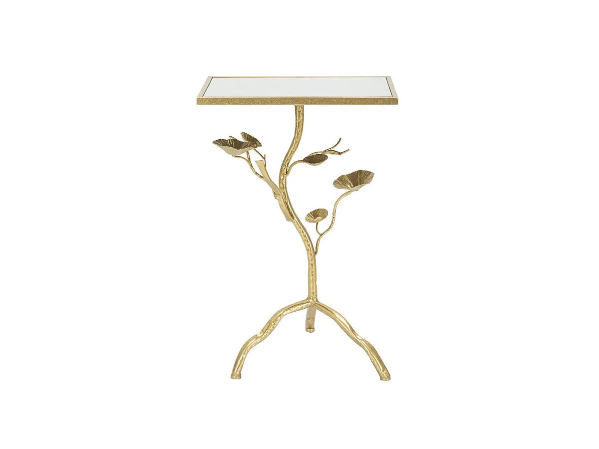 Mesa cuadrada de metal dorado con superficie de espejo Tisty