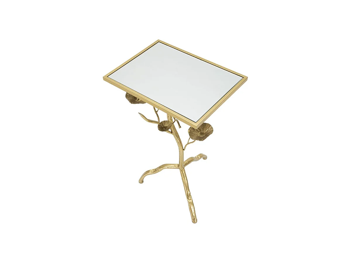 Mesa cuadrada de metal dorado con superficie de espejo Tisty