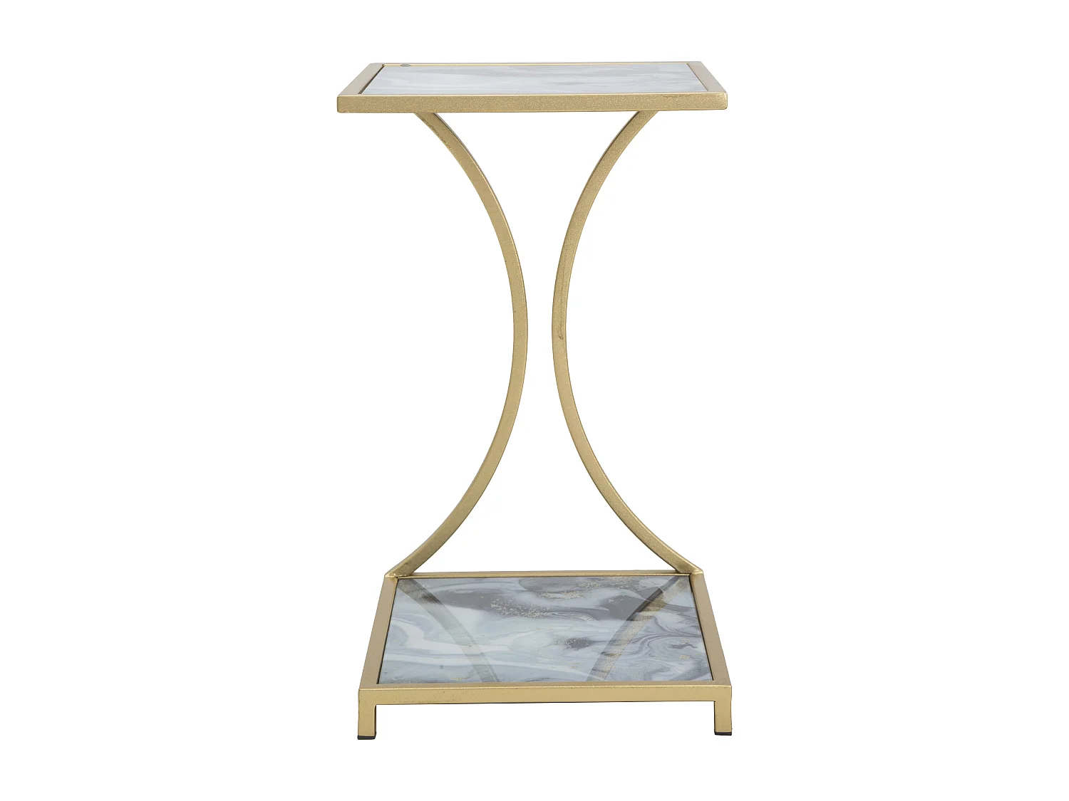 Tavolinetto in metallo dorato con piani in vetro colorato cm 40x35x60