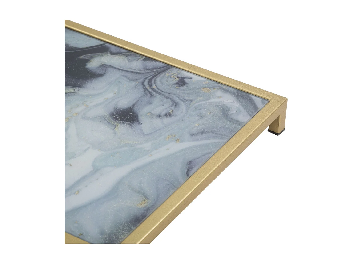 Table d'Appoint Effet Marbre "Level" 60cm Gris & Or