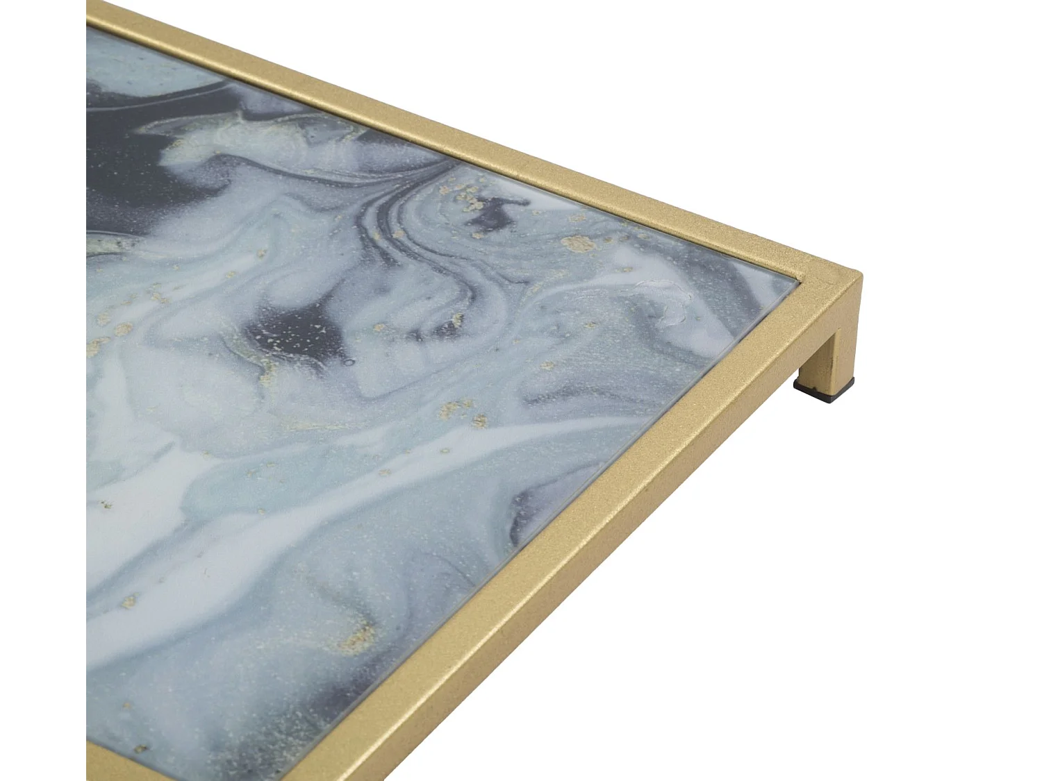 Table d'Appoint Effet Marbre "Level" 60cm Gris & Or