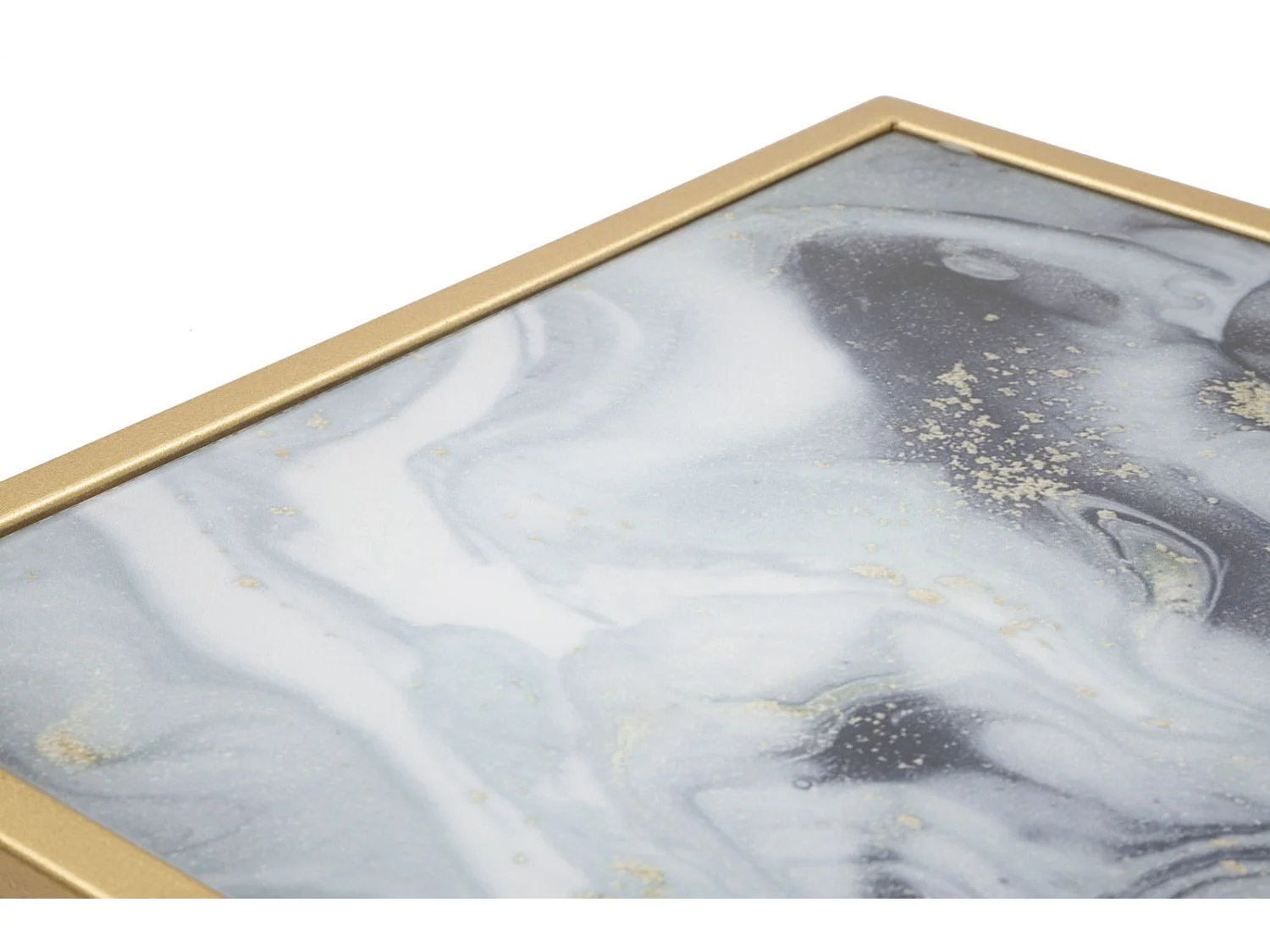 Table d'Appoint Effet Marbre "Level" 60cm Gris & Or