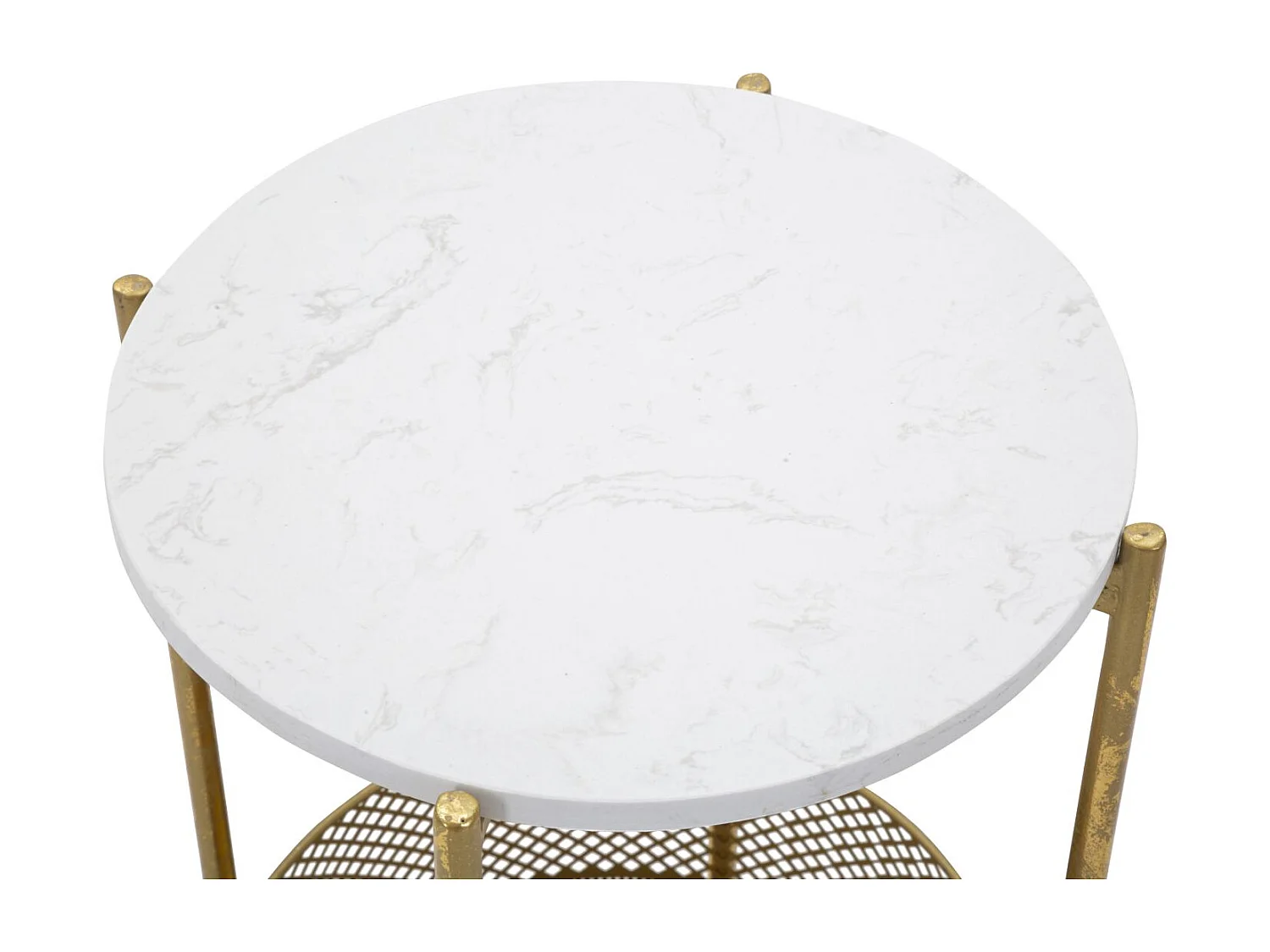 Tavolinetto in metallo dorato con ripiano Ø cm 35x62