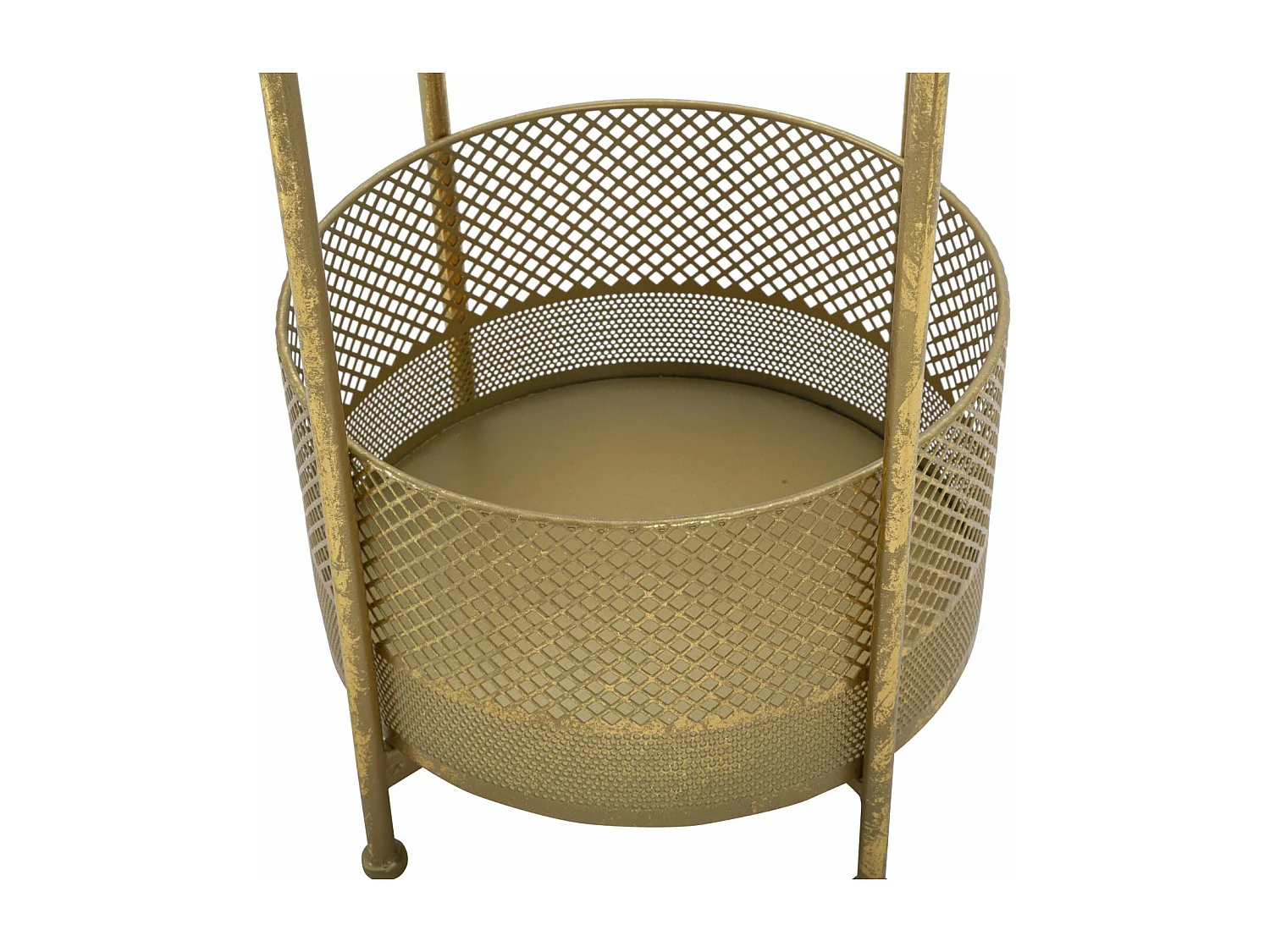 Tavolinetto in metallo dorato con ripiano Ø cm 35x62