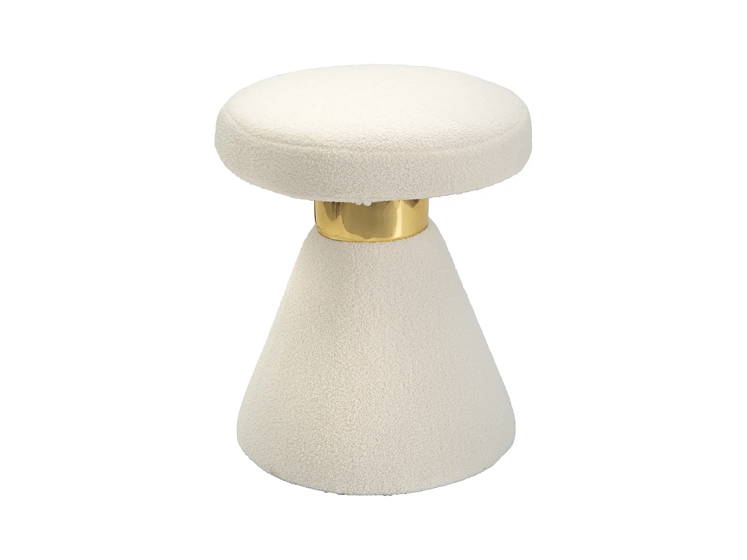 Table basse en tissu capitonné blanc et doré Ø 42x51 cm