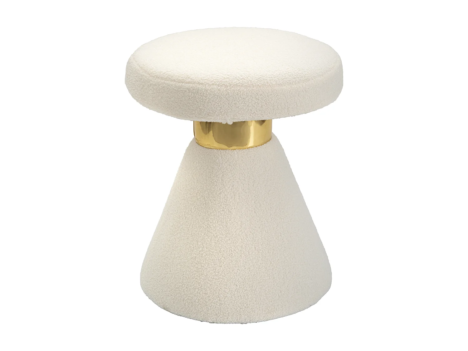 Table basse en tissu capitonné blanc et doré Ø 42x51 cm