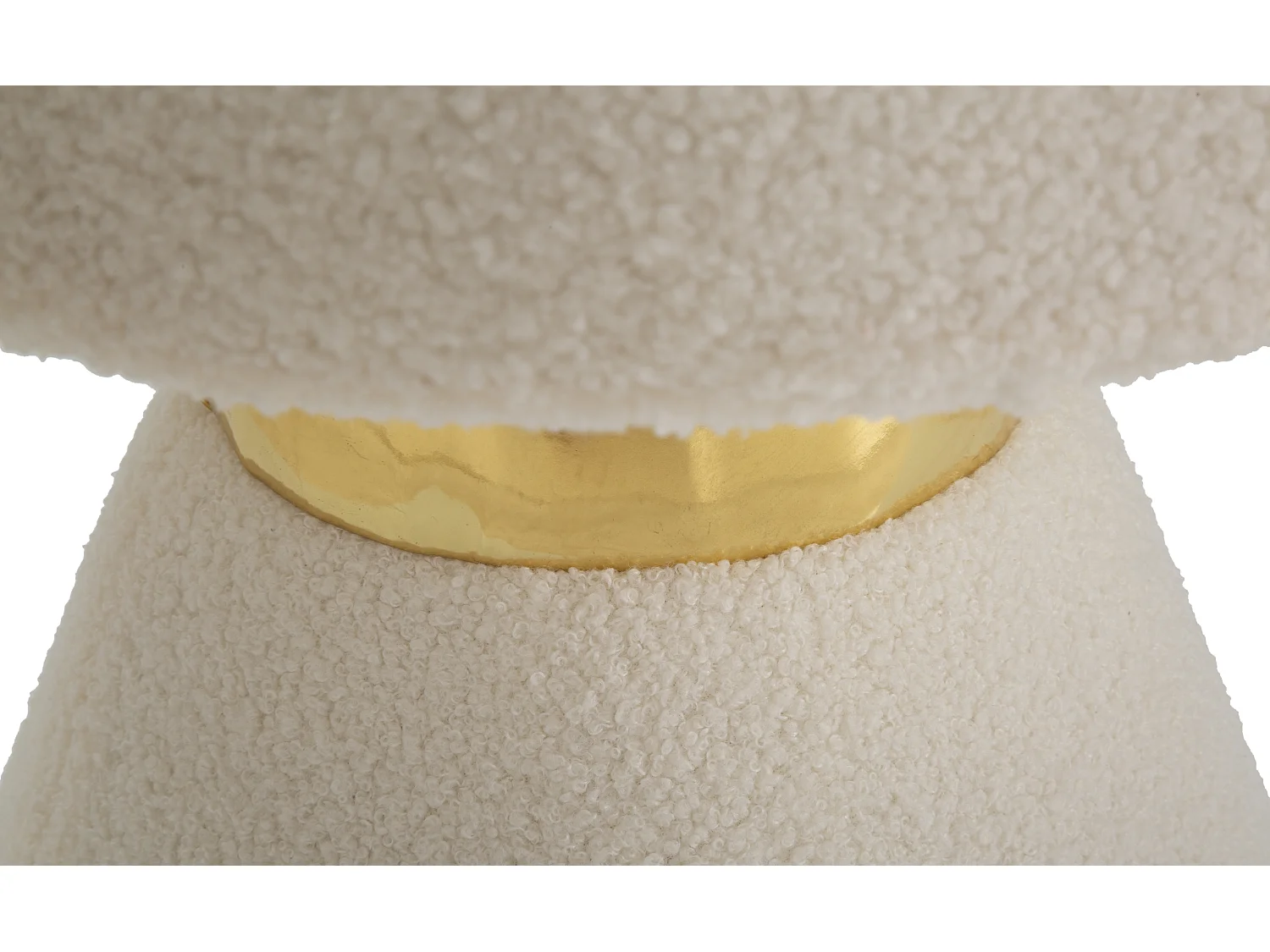 Table basse en tissu capitonné blanc et doré Ø 42x51 cm