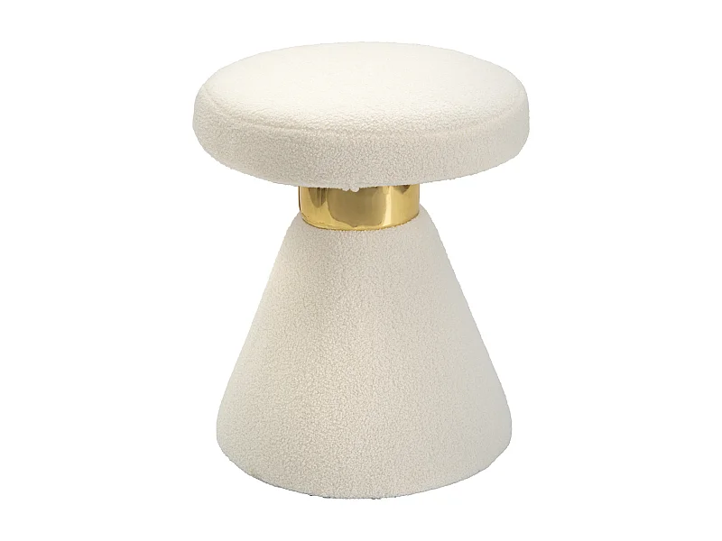 Table basse en tissu capitonné blanc et doré Ø 42x51 cm