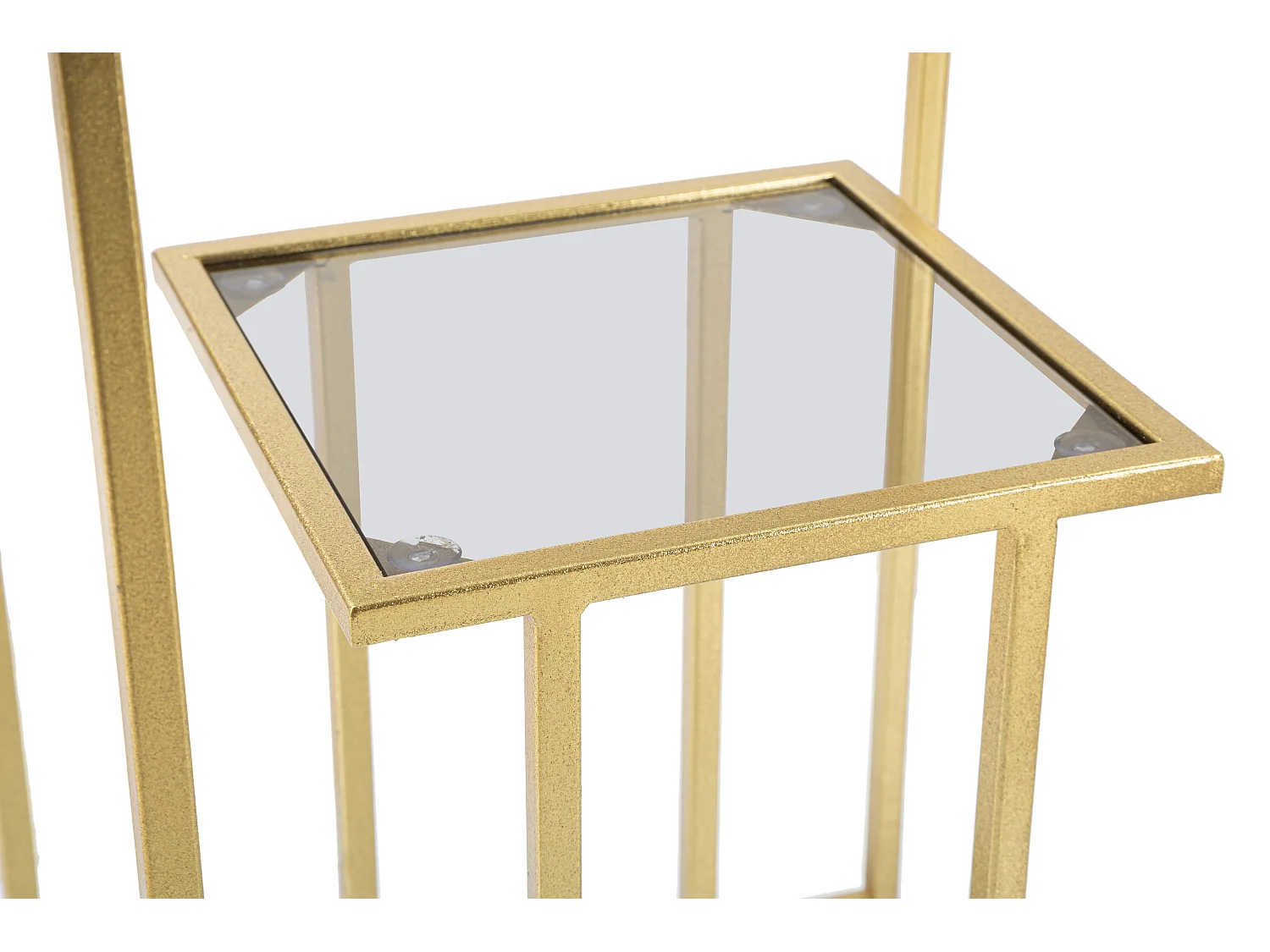 Tavolinetto con ripiano in metallo e vetro dorato cm 39x39x60