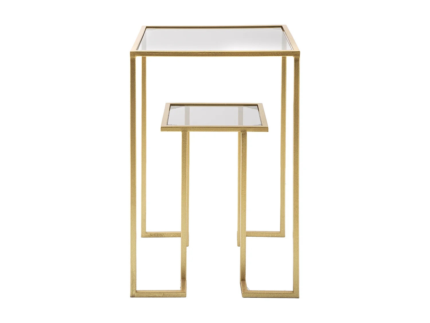 Petite table avec étagère en métal et verre doré 39x39x60 cm