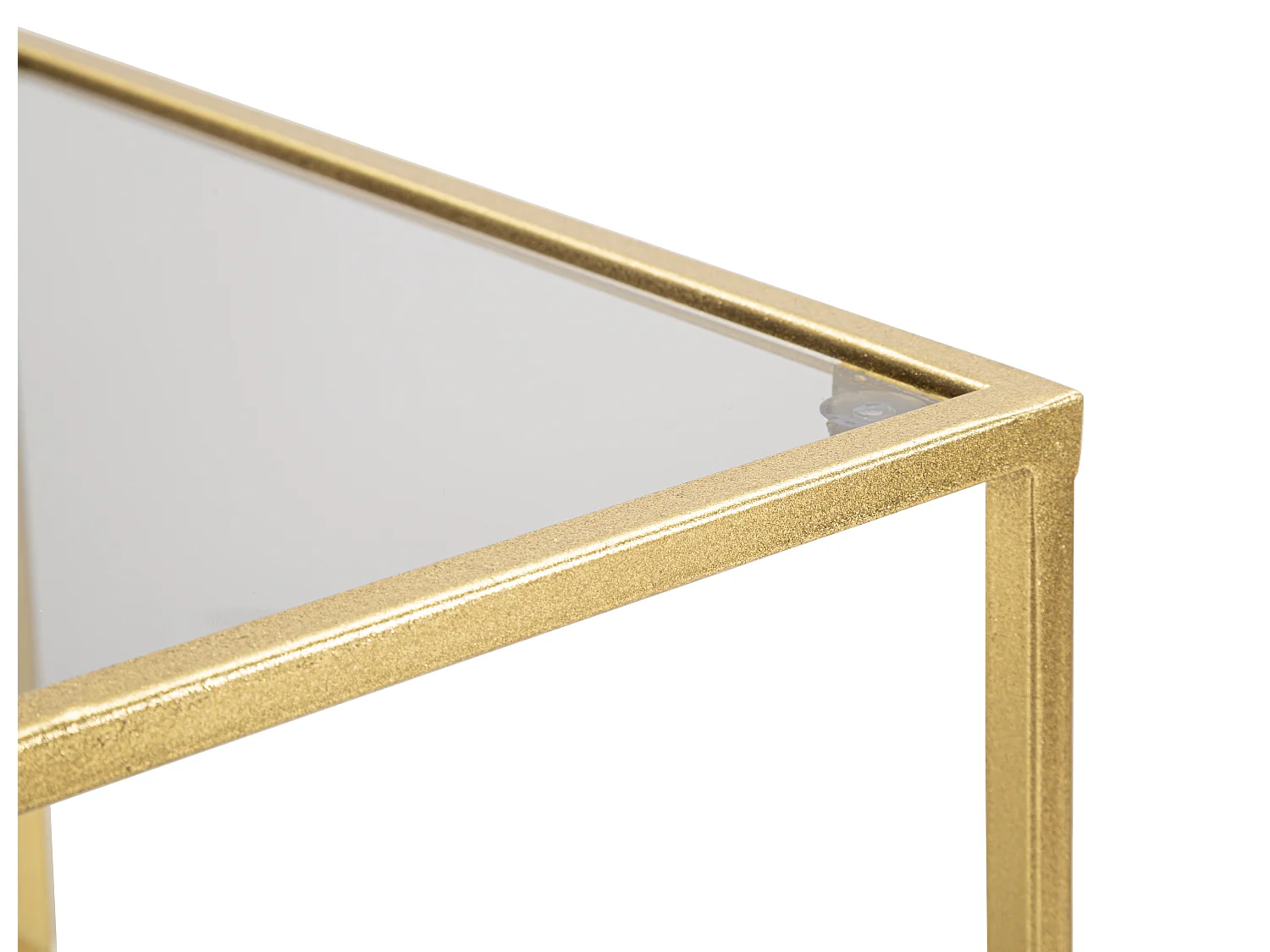 Petite table avec étagère en métal et verre doré 39x39x60 cm