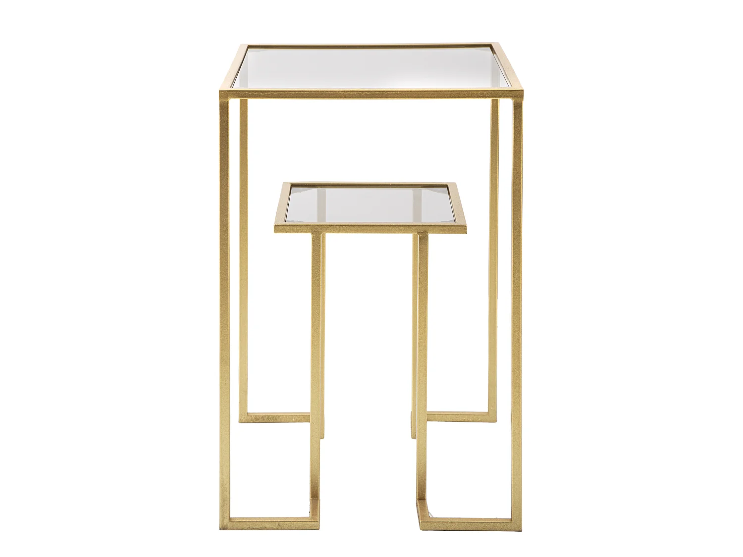 Beistelltisch mit Ablage aus Metall und Glas goldfarben 39x39x60 cm