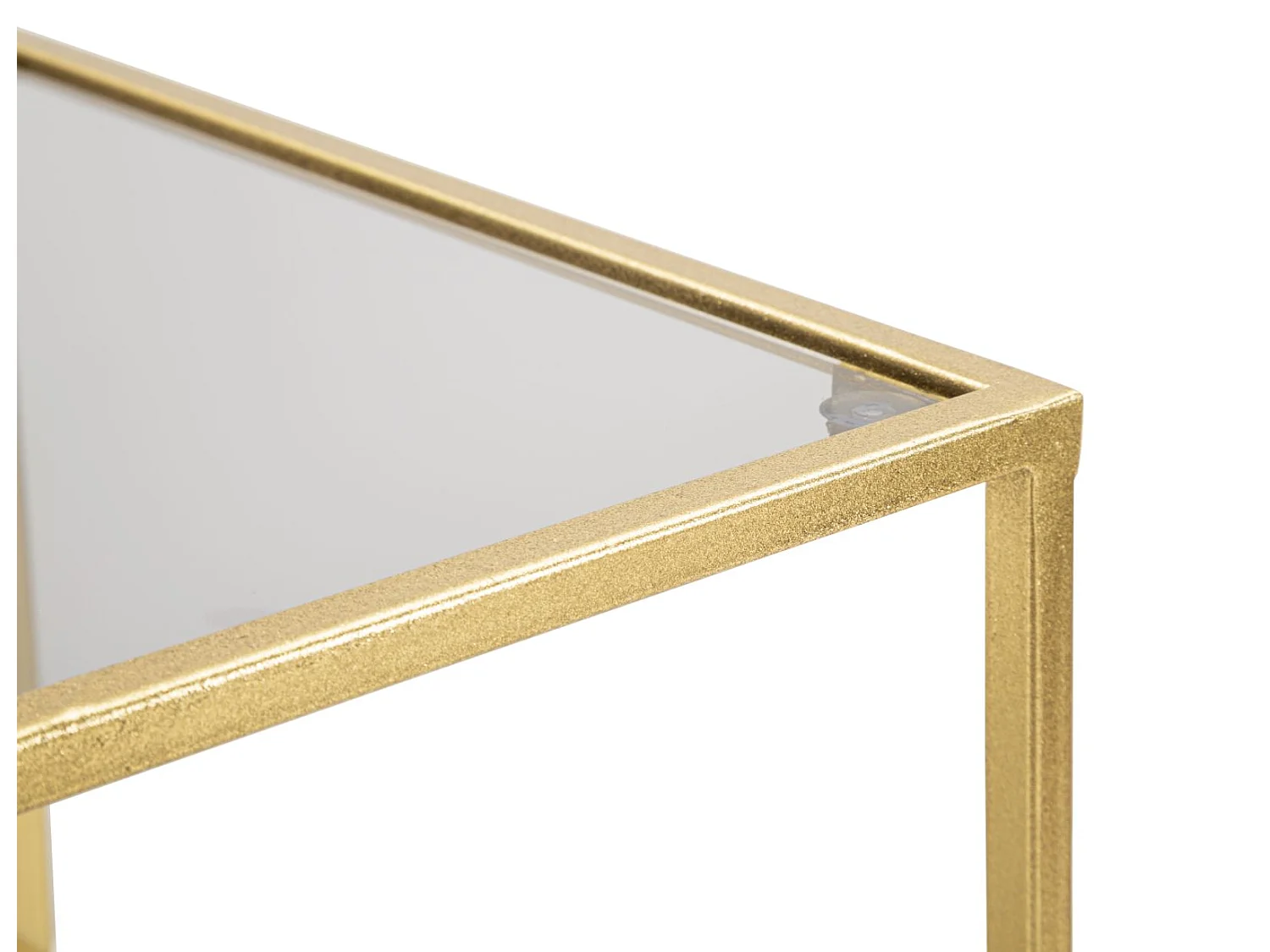 Beistelltisch mit Ablage aus Metall und Glas goldfarben 39x39x60 cm