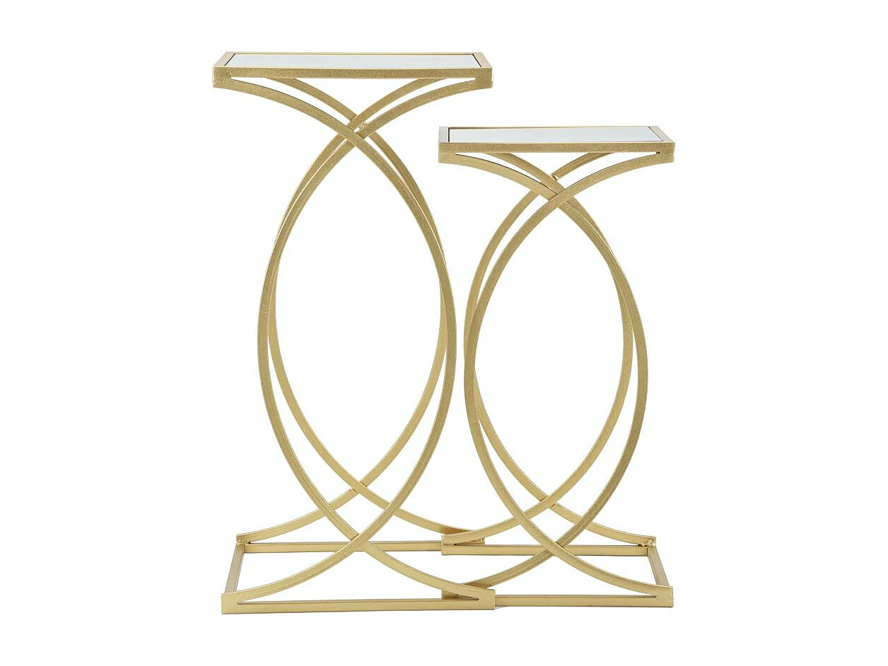 Lot de 2 Tables d'Appoint Design "Simply" 70cm Or