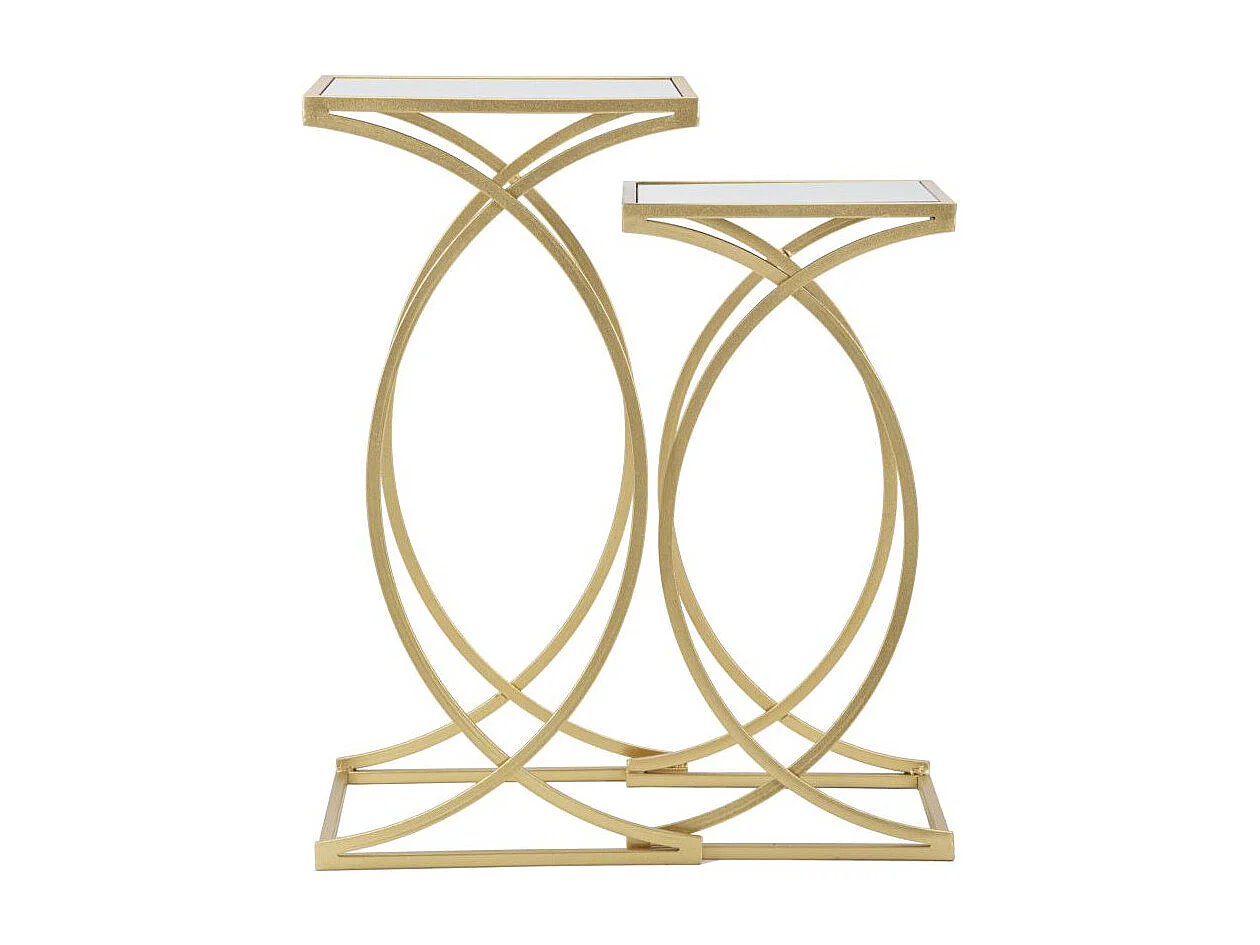 Lot de 2 Tables d'Appoint Design "Simply" 70cm Or