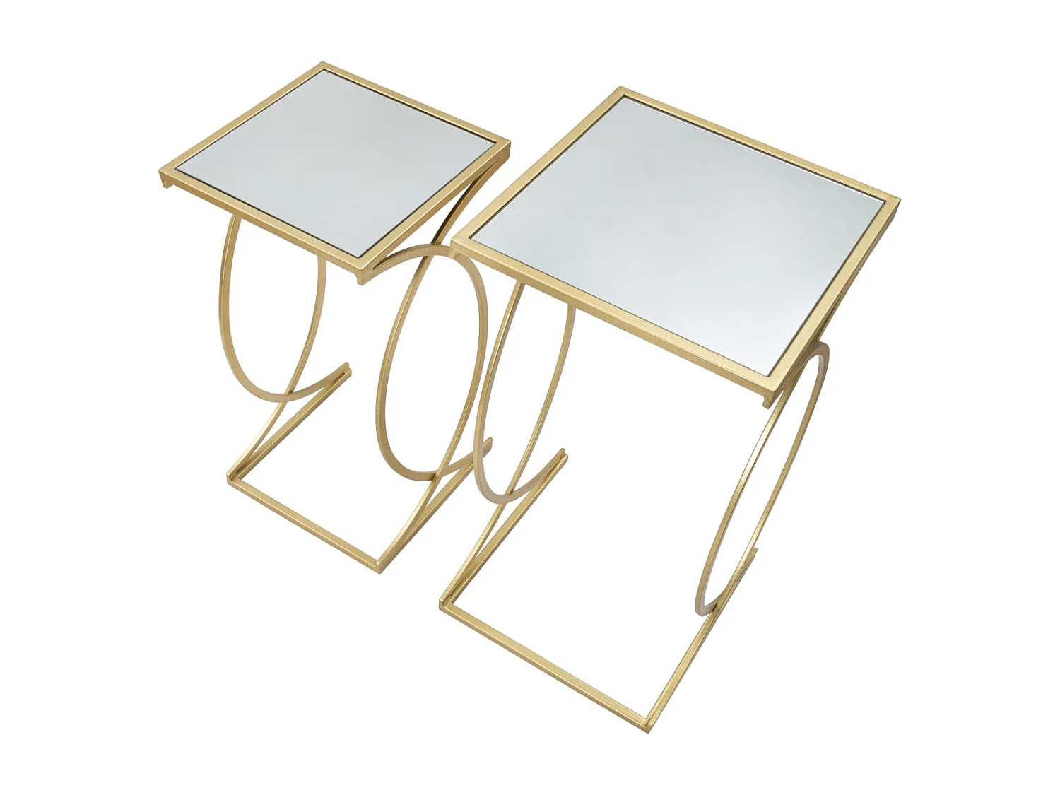 Lot de 2 Tables d'Appoint Design "Simply" 70cm Or