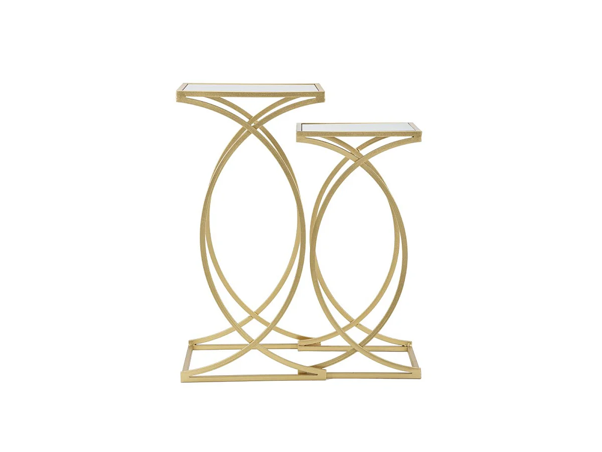 Lot de 2 Tables d'Appoint Design "Simply" 70cm Or