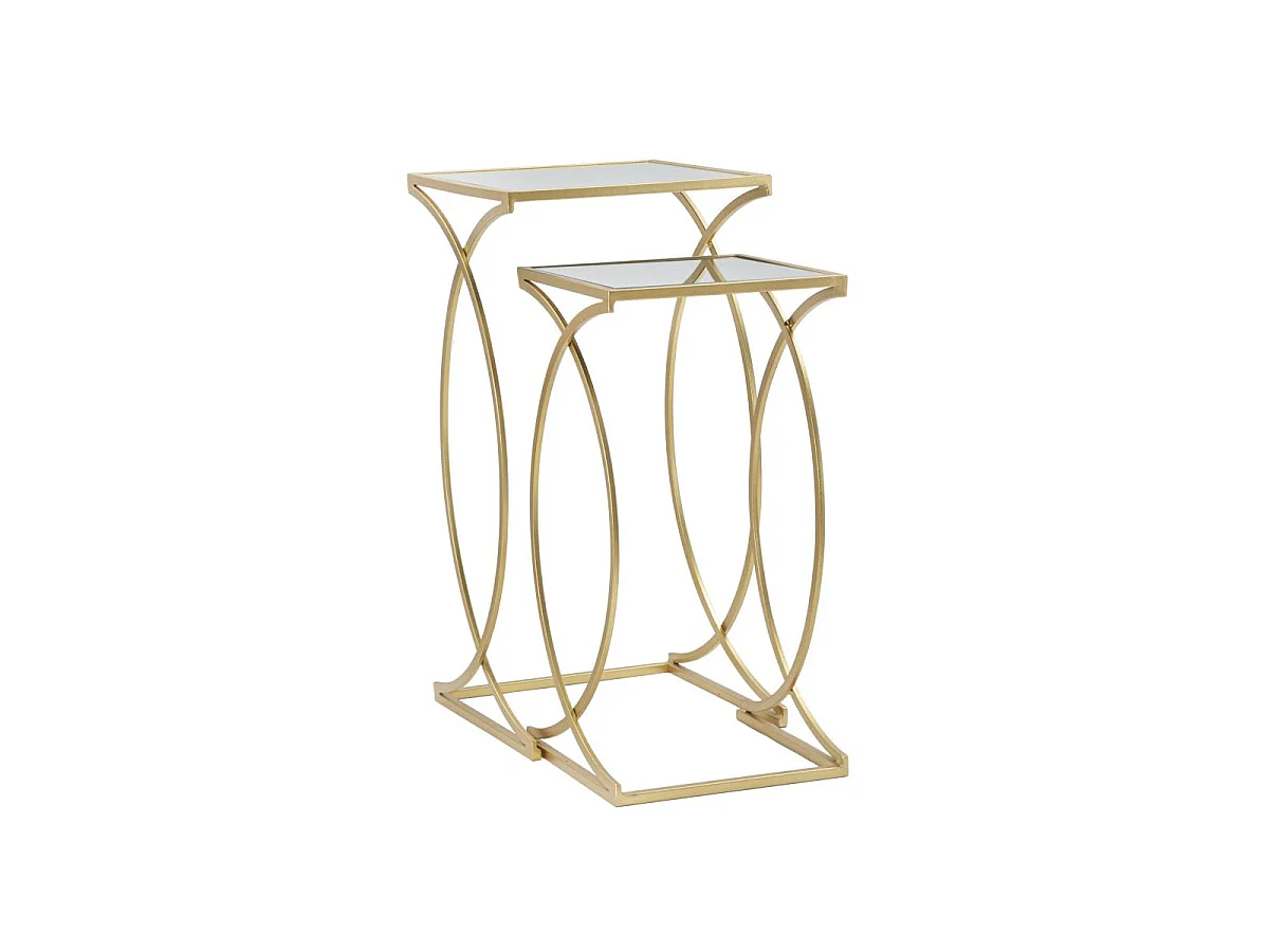 Lot de 2 Tables d'Appoint Design "Simply" 70cm Or
