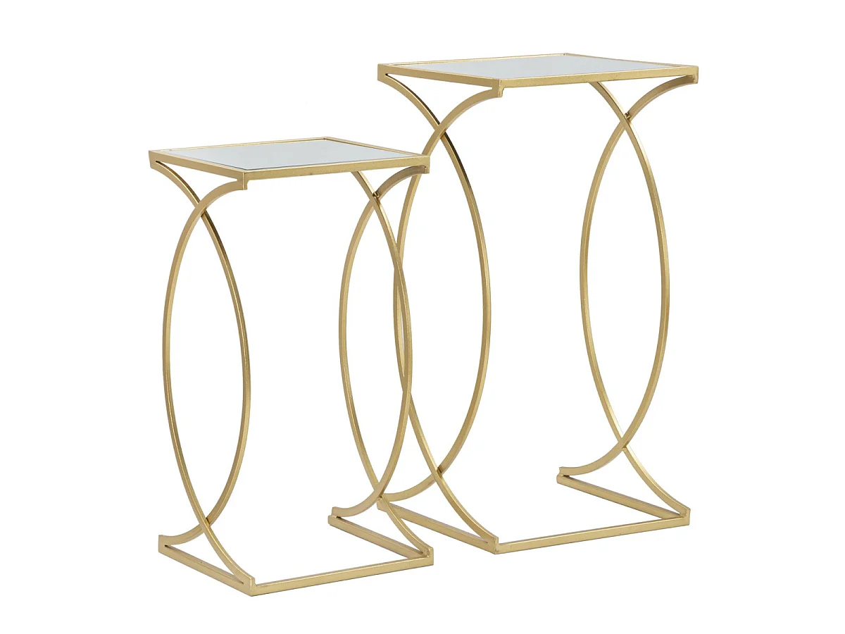 Lot de 2 Tables d'Appoint Design "Simply" 70cm Or