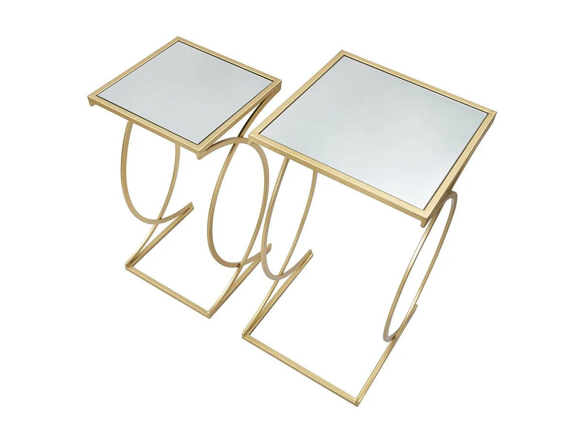 Lot de 2 Tables d'Appoint Design "Simply" 70cm Or