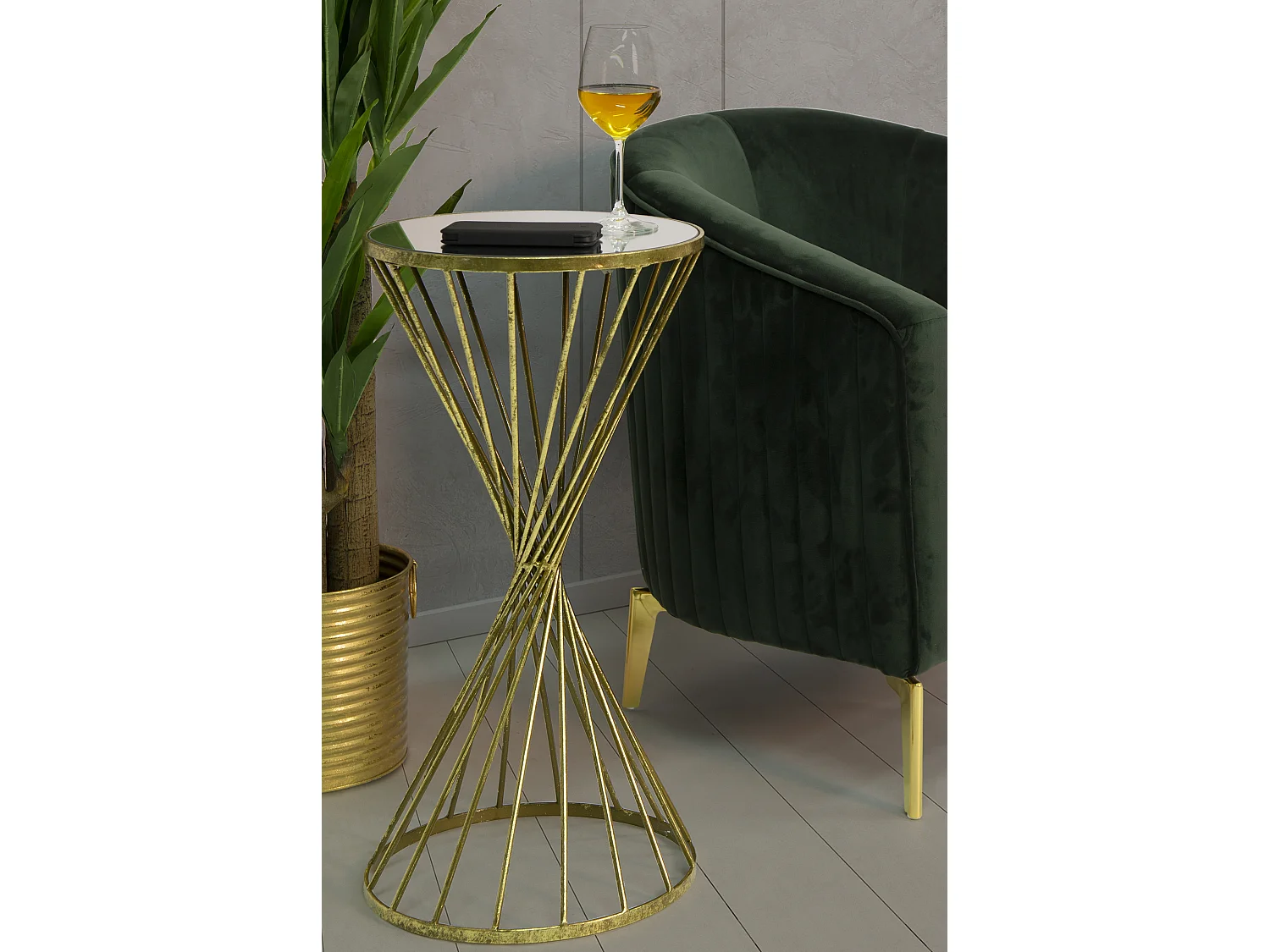 Table d'Appoint Design "Hypnose" 70cm Or