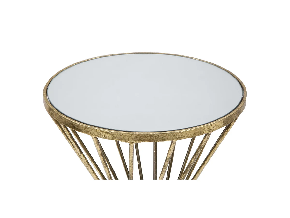 Beistelltisch aus Metall goldfarben mit Spiegelplatte Ø 35x70 cm