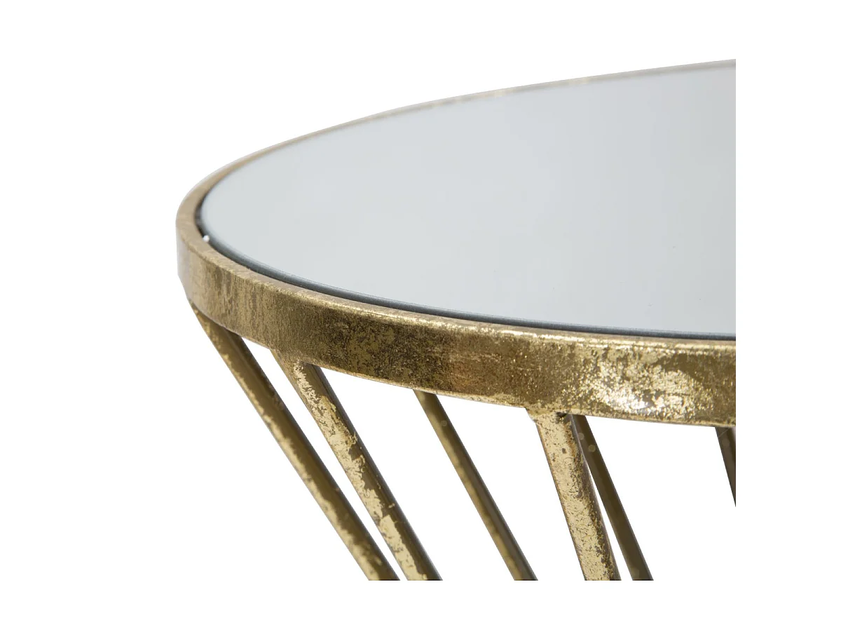 Beistelltisch aus Metall goldfarben mit Spiegelplatte Ø 35x70 cm