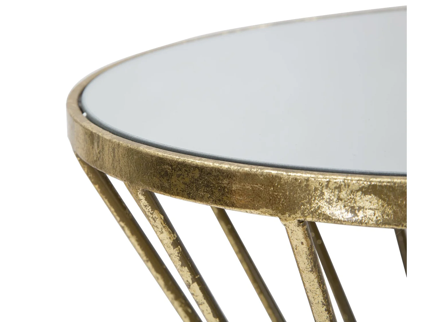 Beistelltisch aus Metall goldfarben mit Spiegelplatte Ø 35x70 cm