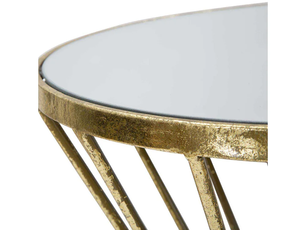 Beistelltisch aus Metall goldfarben mit Spiegelplatte Ø 35x70 cm